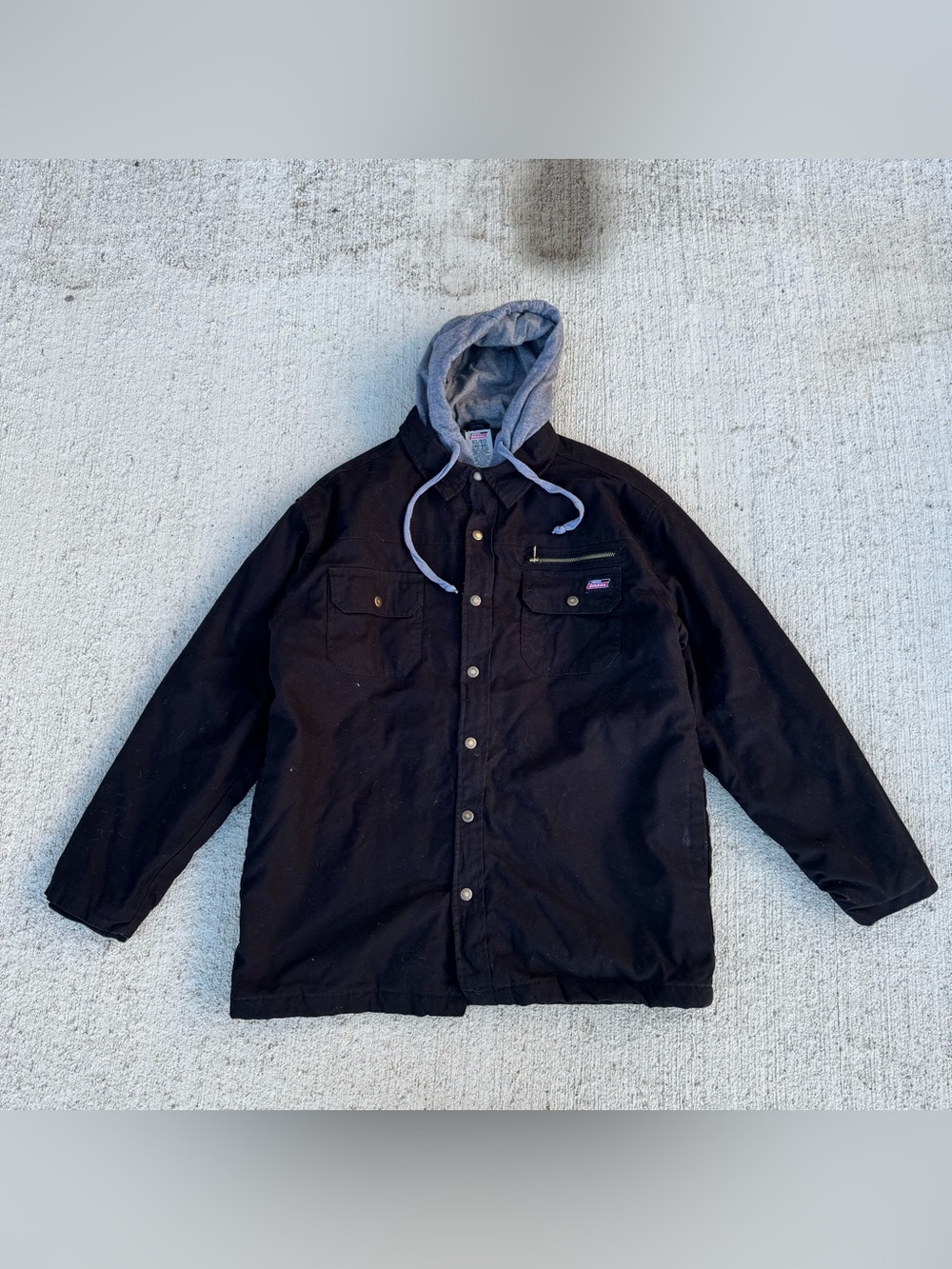 Dickies Jacket Mens XL Black Chore Canvas Work Wear Lined Hood Coat Mens